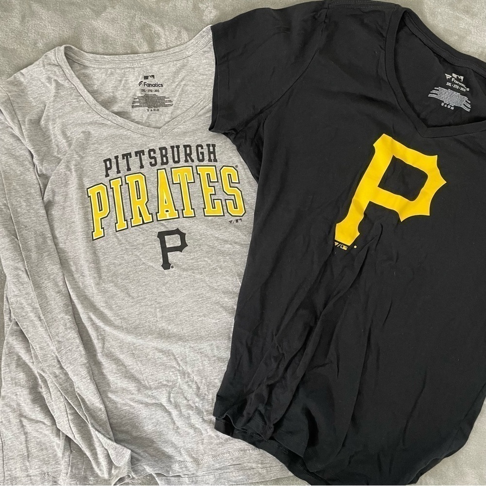 Fanatics Pittsburgh Pirates MLB Shirt Set NWT Black Tee Grey Long Sleeve 2XL